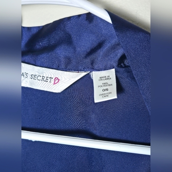 Victoria's Secret Navy Satin Tie Close Mid Length Robe, One Size - Picture 2 of 2